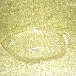 3 Vintage Clear Glass Nautical Fish Shaped Plates 11" x 5"